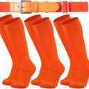 Londkaron Youth Elite Baseball/ Softball Socks & Belt Combo (3 Pairs of Socks with 1 Belt) (Medium, Orange)