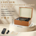 Rechargeable Leather CD Player with Speakers, Bluetooth Transmitter, Festival Gift, BGM Player for Home Decor., white
