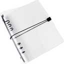 Clear A5 Binder with Elastic Band 6 Black Rings Journal Planner Cover Clear Budget Folder Thick PVC Notebook Cover for 6 Holes A5 Grid Paper Refills Binder Inserts Pockets Dividers