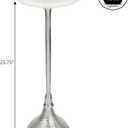 JONATHAN Y Ava 23.75" Round White Marble Top Pedestal Drink Table, Nickel