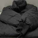 Womens Winter Cropped Puffer Jacket Coat Casual Quilted Baggy Long Sleeve Zip Down Jackets Outerwear (Medium, Black)