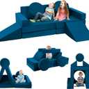 Toddler Couch Kids Sofa Modular - 18pcs Children Couches Building Fort, Convertible Foam Playing Cushion Creative Playroom Floor Furniture for Baby 1-3 to Teen Sofa and Play Set (Dark Blue)