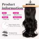 KooKaStyle Invisible Wire Hair Extensions 20" Long Wavy Layered Synthetic Clip in Hair Extension with Transparent Wire Adjustable Size 6 Secure Clips Dark Brown Thick Hairpieces for Women20 Inch,150g