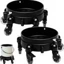 Heavy-Duty Car Wash Bucket Dolly - Rolling Detailing Wash Bucket, 360° Rolling Bucket Cart with 5 Wheels & 2 Locking Casters, Rolling Dolly Compatible with 4, 5 & 6 Gallon Buckets(3" Roller Bearing)
