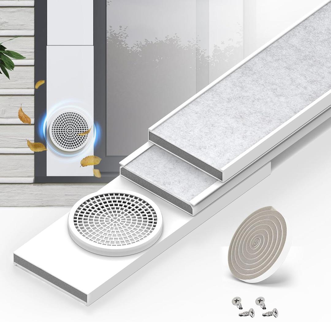 GCGOODS Portable Air Conditioner Window Seal Kit with Insulated Foam Panels, Adjustable AC Window Ven Kit with Plastic Guard Fit for 5" Diameter Exhaust Hose, Seal Plates Kit for Heat Insulation