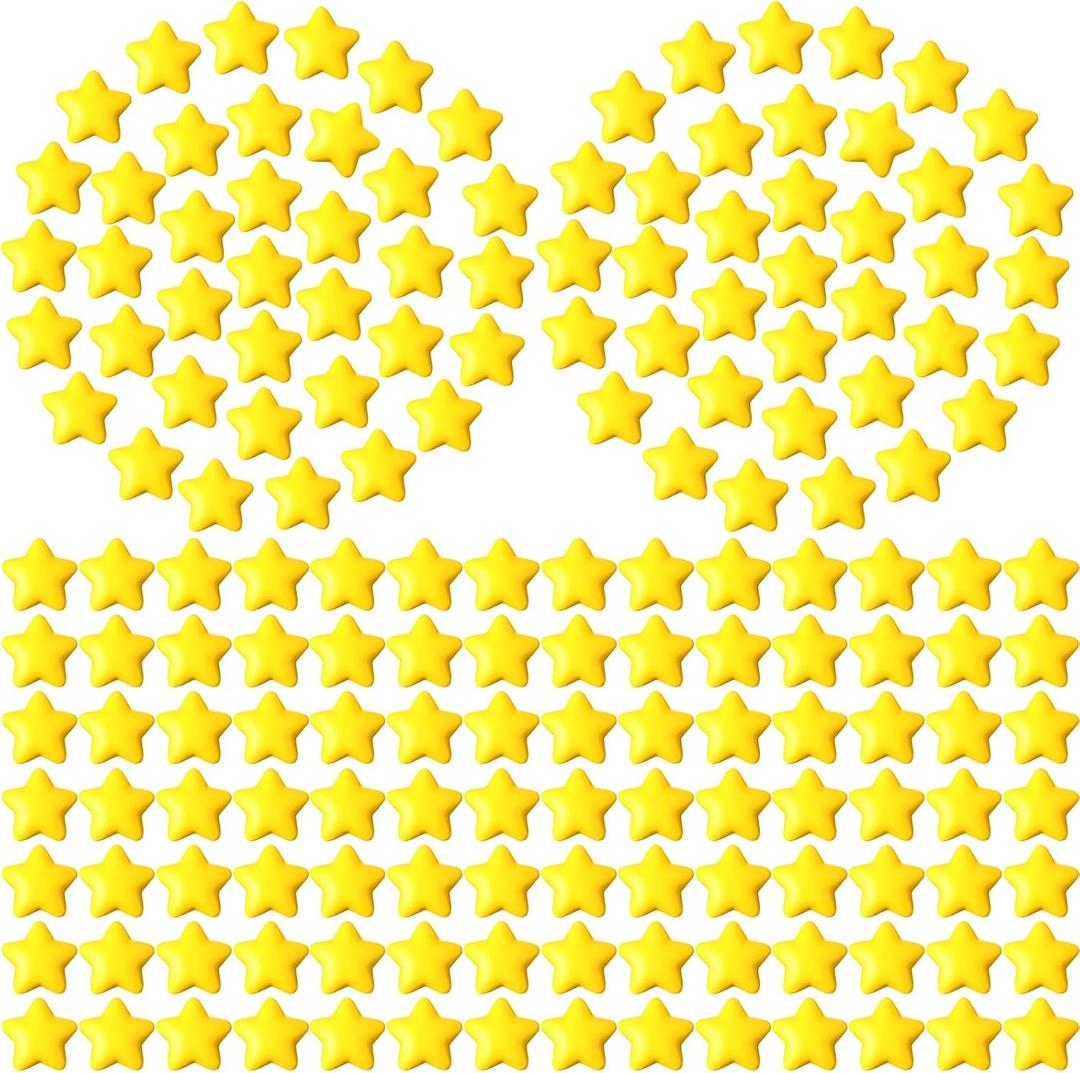 Lenwen 80 Pieces Yellow Star Stress Ball Bulk, 2 Inch Foam Mini Star Stress Relief Toy for Teens and Adults Students Bag Fillers, School Carnival Prizes, Employee Appreciation Gifts