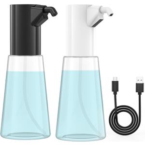 2 Pack Automatic Liquid Soap Dispenser Touchless,Hand & Dish Electric Dispenser 4-Level Adjustable,450ML Waterproof Rechargeable Kitchen Auto Soap Pump,The Bottle is Replaceable