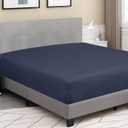 ROYALE LINENS 300 Thread Count 100% Long Staple Combed Cotton Fitted Sheet California King - Super Soft Deep Pocket Bottom Sheet - Fitted Sheets Only - Elastic Sheets (Cal King, Navy)