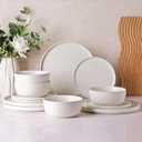 AmorArc Stoneware Dinnerware Sets for 4,Reactive Ceramic Plates and Bowls Set,Highly Chip and Crack Resistant | Dishwasher & Microwave Safe | Round Dishes Set Service for 4 (12pc) (Service for 4 ( 12 pcs), Stoneware Matte White)