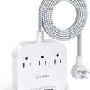 One Beat Power Strip with USB C, 3 Outlets 4 USB Ports (22.5W/4.5A) Desktop Charging Station, Flat Plug, 5ft Braided Extension Cord, Non Surge Protector for Travel, Cruise Ship, ETL Listed (White)