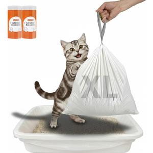 Cat Litter Box Liners 30 Count, 37" x 18" Jumbo Cat Litter Bags with Drawstring, XL Heavy Duty Litter Pan Liners, Litter Box Liners Tear Leak Resistant for Pet Supplies Simple Access