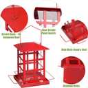 Bird Feeder, Heavy Duty Metal Bird Feeders for Outdoor Hanging, Retro Red House Wild Birdfeeder, Rainproof & Waterproof, 6 LBs Extra Large Capacity