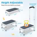 Medical Step Stool with Handle for Elderly Seniors SUV Car Steps 400lb Stepping Stool Adults Ramps with Handrails Height Adjustable Rv Steps Wide Platform Safety Handicap Mobility Assist Devices, 21.8×12×38inch