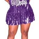 FLOYU Women Sequin Birthday Dress It's My Birthday Dresses Sparkly Party Tops Sexy Birthday Outfits (Medium, Purple)