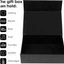 Aimyoo 5 Pack Black Magnetic Gift Boxes with Lids 13.8x9x4.3 in, Large Bridesmaid Groomsman Proposal Box, Rectangle Collapsible Box for Present Graduation Birthday Wedding Storage