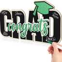 Qunclay Class of 2026 Wood Signs Graduation Party Decorations 2026 Congrats Grad Sign Wooden Signature Board with Pen Graduation Photo Booth Prop for High School College Grad Party Supplies(Green)