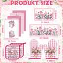 Fourluoo 10 Pcs Pink Rose Kitchen Decor Set Towels and Rugs Oven Mitts and Pot Holders Farmhouse Spring Kitchen Decor Set for Women Mom Gift Cooking Baking Grilling