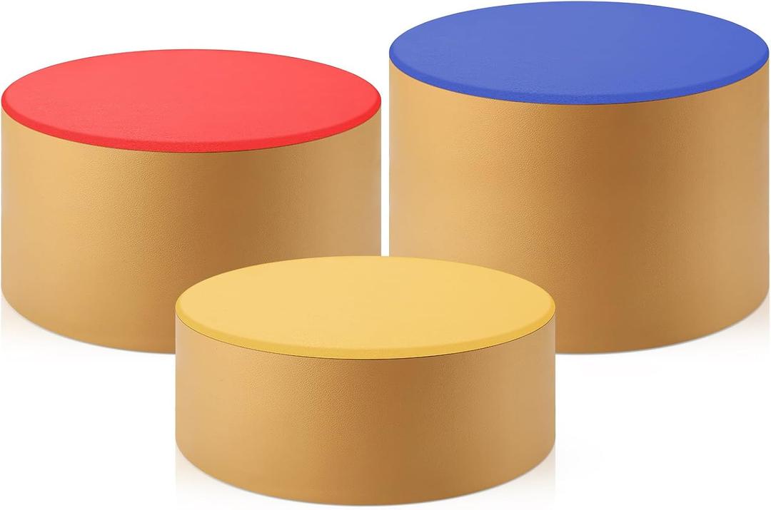Wesiti 3 Pcs Flexible Seating for Kids Classroom 5.5" 7.9" 9.8" Flexible Foam Seating Round Two-Tone Ottoman Set 3 Tier Stool Heights Floor Foam Seats Cushion for Student Daycare Kindergarten School