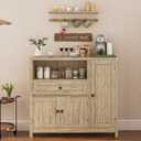Viaozutis Storage Cabinet with Doors and Drawers,Kitchen Storage Cabinets，with Drawer and Adjustable Shelf（Grey）
