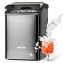 Inoviva Nugget Ice Maker Countertop, 40lbs/24H Soft Chewable Pellet Ice Machine with Self-Cleaning, Sonic Ice Maker for Home Kitchen, Office - Black Stainless
