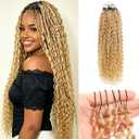 Human Crochet Hair for Black Women #27 Deep Wave Curly Crochet Human Hair Bundles 18 Inch 120g Pre Separated Feather Crochet Human hair Invisible Miracle Knots Crochet Hair Extensions 100 Strands