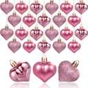 GuassLee Valentines Day Decorations Heart Ornaments - 36pcs Rose Gold Heart Shaped Baubles Tree Ornaments for Valentine's Day Wedding Anniversary Hanging Decorations
