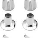 Metal 2 Piece Shower Knob with Handle Flange Replacement for Price Pfister Verve Tub Shower Faucet Hot and Cold Handles, Remodel Kit, Chrome