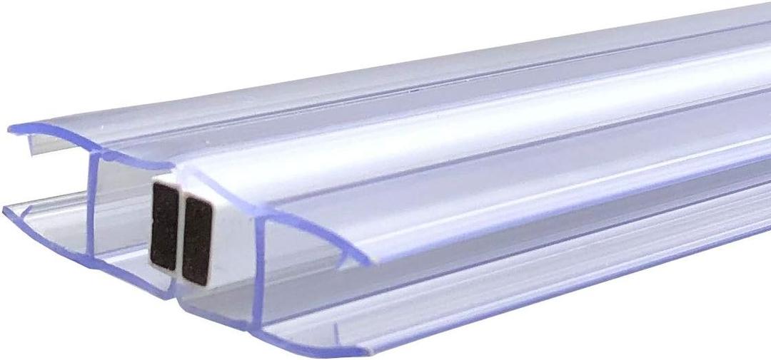 Universal 180 Degree Shower Door Magnetic Profile Seal for Glass-2-Glass Applications - 73" Long with White Magnet for 5/32", 3/16", 1/4" or 5/16" Glass - Pack of 2