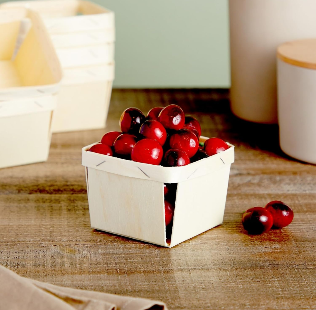 Bright Creations 12 Pack 1-Pint Wooden Berry Baskets for Picking Fruit, Arts and Crafts, Decor, 5 Inch Square Vented Wood Berry Containers - Wooden Basket