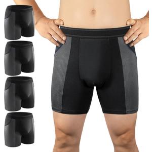 Carer Incontinence Underwear for Men Washable Mens Incontinence Underwear for Bladder Leak Protection 80ML Reusable Leak Proof Underwear for Men Urinary Incontinence Boxer Shorts (4 Black, 3XL)