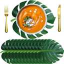 100 Packs Disposable Tropical Palm Leaf Paper Placemats 12'' x 14'' Disposable Paper Place Mats Bulk Table Placemats Summer Hawaiian Luau Green Leaves Charger Place Mats for Party Decor (Palm Leaf)