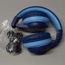 iClever BTH12 Kids Bluetooth Headphones,Colorful LED Lights Kids Headphones Wireless,74/85dBA Safe Volume,85H Playtime,Fast Charging,Bluetooth 5.2,Over Ear,Built-in Mic for iPad/Tablet/Airplane,Blue