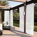 SpaceDresser Waterproof Outdoor Sheer Curtains for Patio - 4 Panels Rod Pocket Indoor Voile Sheer Curtain for Living Room,52W x 120L inch,White