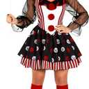 Morph Scary Clown Costume Womens Halloween Costumes For Womens Clown Costume Jester Halloween Outfit Women (Medium)