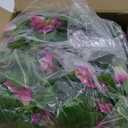 Artificial Fake Hanging Flowers Plants Basket for Spring Outdoor Outside Decoration, UV Resistant Faux Plastic Fabric Flower Morning Glory Wisteria Petunia for Garden Porch Patio Balcony Yard Decor (Pink)