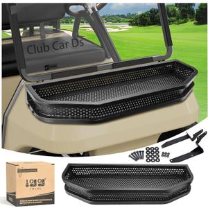 10L0L Golf Cart Front Cargo Basket for EZGO TXT/RXVClub Car DS/PrecedentYamaha G22/G29 - Heavy-Duty Steel Mesh Storage Rack, Gas/Electric Compatible