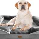 Spotted Play Orthopedic Dog Bed with Sides - Dog Sofa Beds for Extra Large Dogs, Supportive Foam Pet Couch Bed with Washable Removable Cover, Waterproof Lining and Non-Slip Bottom, Grey - XL