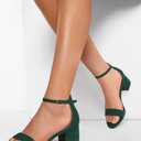 PARTY Women's Open Toe Ankle Strap Low Block Chunky Heels Sandals, Size 6