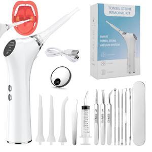 Electric Tonsil Stone Remover  High-Precision & Painless Cleaning, Food-Grade Suction Tool with LED Light, 12 Attachments & Vacuum Cleaning for Tonsil Stones, Bad Breath Relief