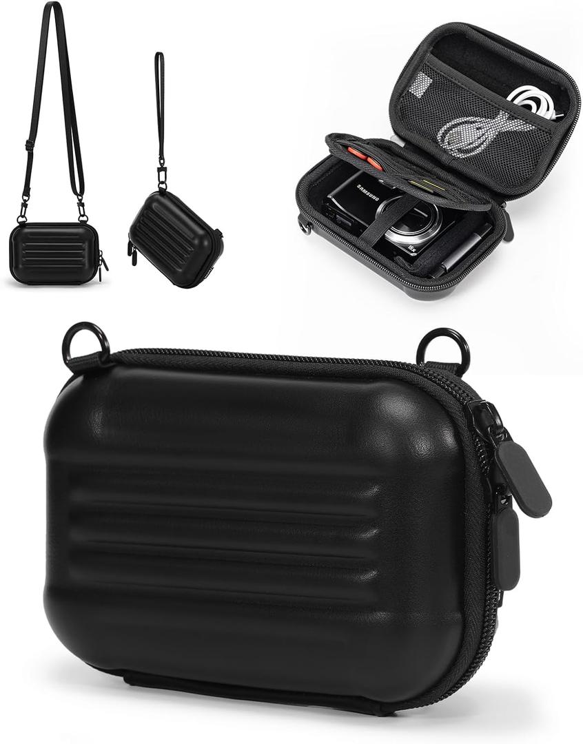 Cwatcun Carrying & Protective Case for Digital Camera with 2 Carrying Ways, Hardshell Lightweight Small Camera Sling Case Compatible with KODAK PIXPRO/Canon PowerShot/Sony DSCW800 DSCW830
