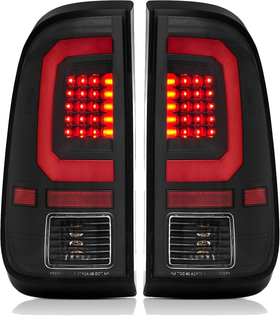 LED Tail Lights Assembly Compatible with1997-2003 Ford F150,1999-2007 Ford F250 F350 Superduty Driver and Passenger Side, Black Housing Clear Lens