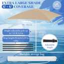 Briwooody Boat Umbrella Canopy Boat Sun Shade Kit 6' x 6' Waterproof Bimini Top Cover Thickened Straps up to 94 Inches Long with D-Shaped Buckles Storage Bag(Beige,Classic)