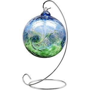 Abom 1 Pack 8in Single Ornament Display Stand, Air Plant Holder, Terrariums Hanger, Silver Iron Hanging Hook for Christmas Halloween Decoration, Glass Crystal Witch Ball, Home Wedding, Party Decor (1pcs)