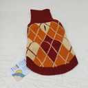 KOOLTAIL Small Dog Sweater, Knit Turtleneck Fall Thanksgiving Dog Sweaters for Medium Large Dogs, Plaid Pullover Cold Weather Knitwear Pet Winter Warm Clothes, Puppy Coat for Girls Boys, Orange S