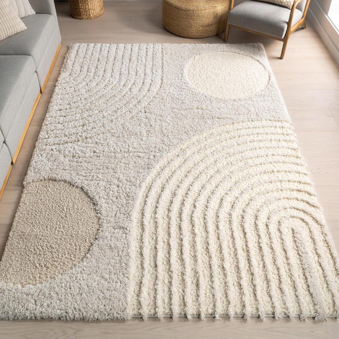 nuLOOM Gloria Abstract Shag Area Rug, 5x7, Light Brown 