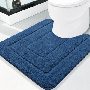 Buganda Bathroom Rugs, 24" x 20", Soft and Absorbent Microfiber Bath Rugs, Non-Slip Shaggy Shower Carpet, Machine Wash Dry Bath Mats for Bathroom Floor, Tub and Shower, Navy