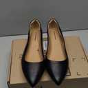 Amazon Essentials Womens Pointed-Toe Ballet Flat (13, Black Faux Leather)