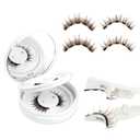 Brown Natural Look Magnetic Eyelashes Kit 2 Pairs Reusable Double Sided Magnetic Lashes With Applicator and Mirror, No Glue Needed Strip Lashes (Manga Look 8-12mm)