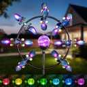 Large Solar Wind Spinners for Yard Art Garden-67 Inch 360 Metal Wind Sculptures Outdoor Clearance Kinetic Windmills with Multi Color Led Glass Ball (Swaying Blades)
