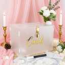11" Acrylic Wedding Card Box with Lock, Frosted Gift Card Box for Wedding Decorations for Reception, Honeymoon Fund Money Box for Bridal Shower Decorations Party Reception Anniversary